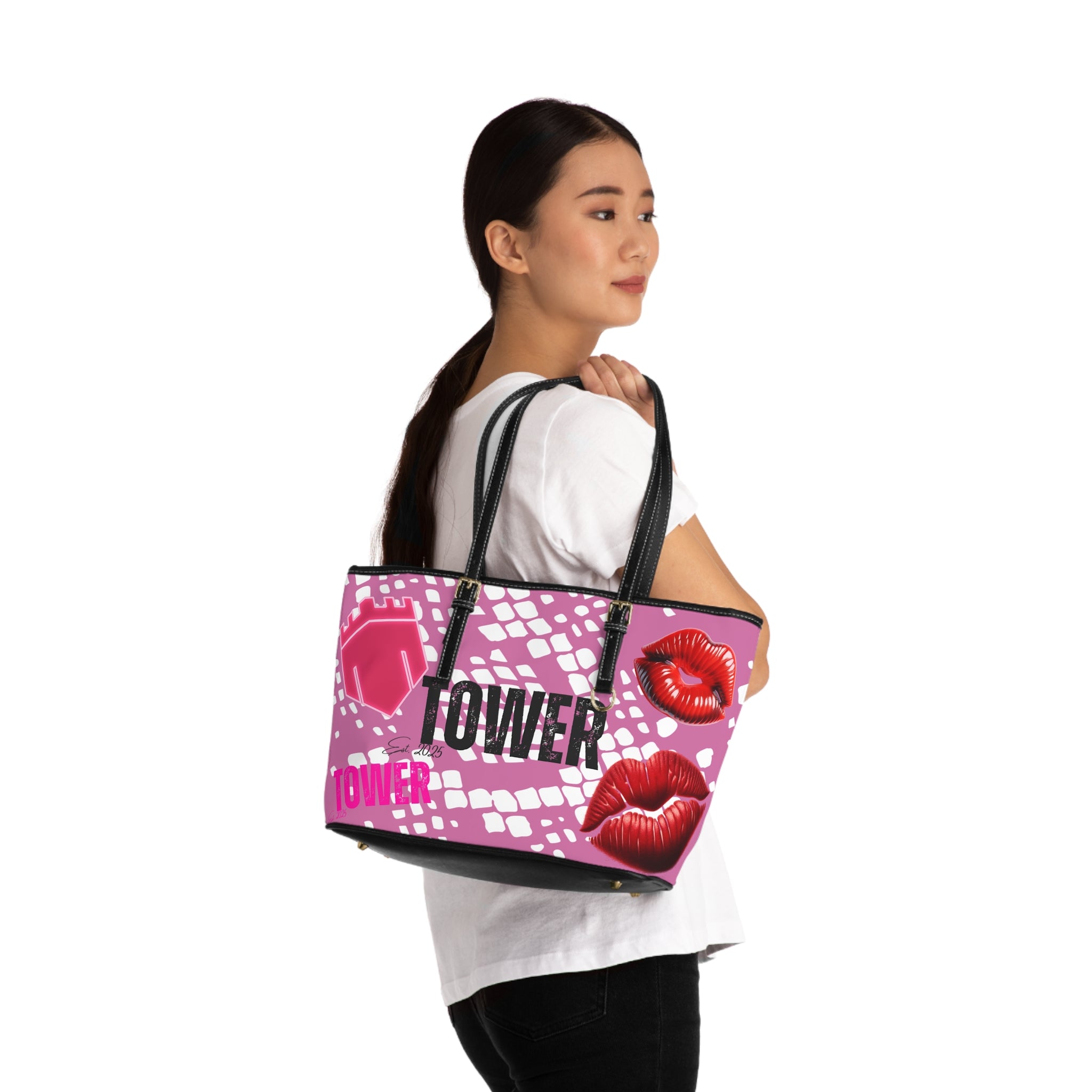TowerSnakeSkin Leather Shoulder Bag