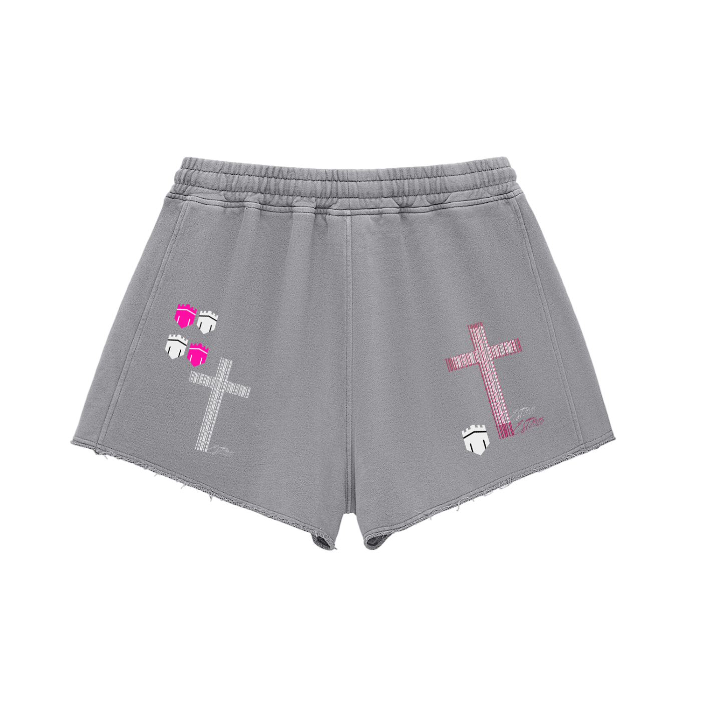 Snow Washed Raw Edge Drawstring Shorts