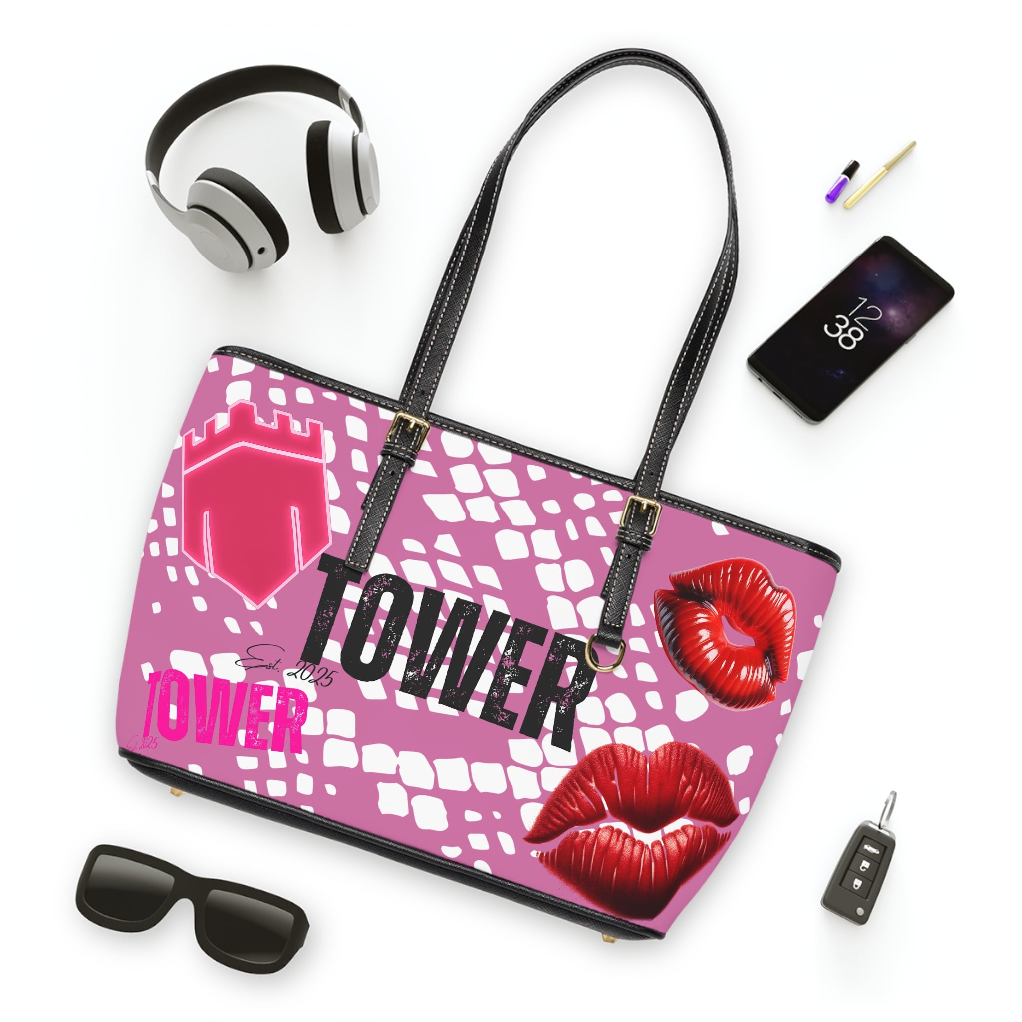 TowerSnakeSkin Leather Shoulder Bag