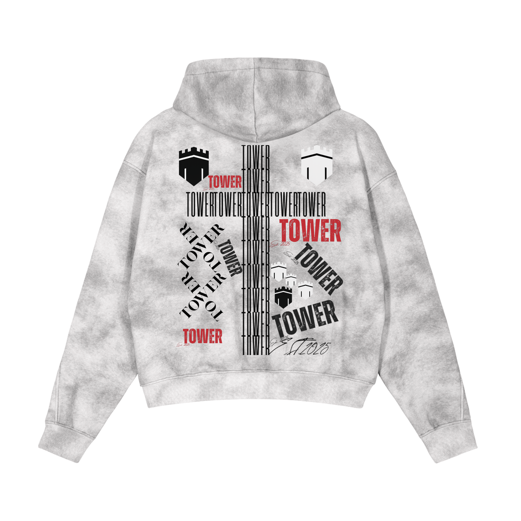 Dirty Washed Boxy Zip-up Tower Hoodie