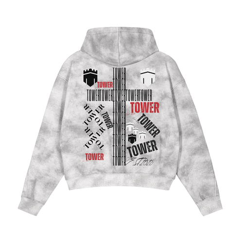Dirty Washed Boxy Zip-up Tower Hoodie
