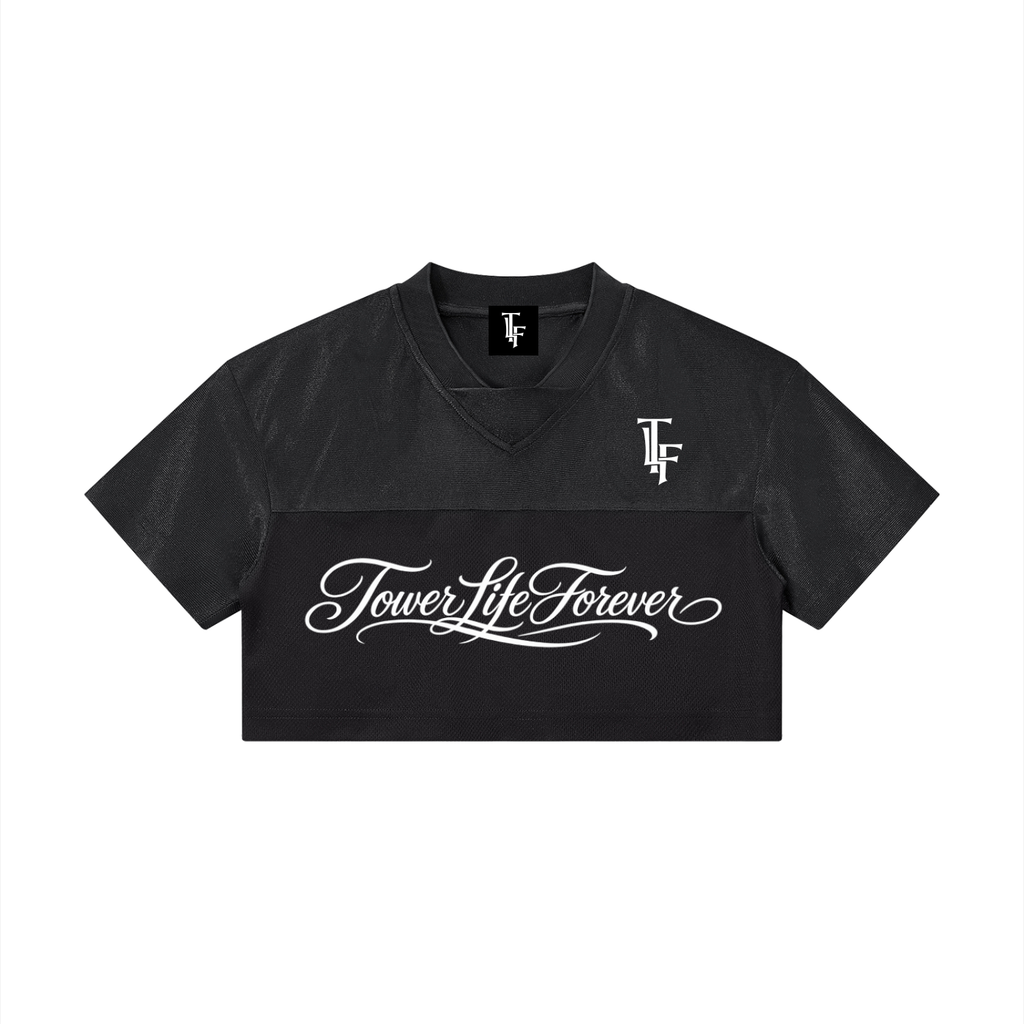 TowerLifeForever Cropped Paneled V-Neck Jersey