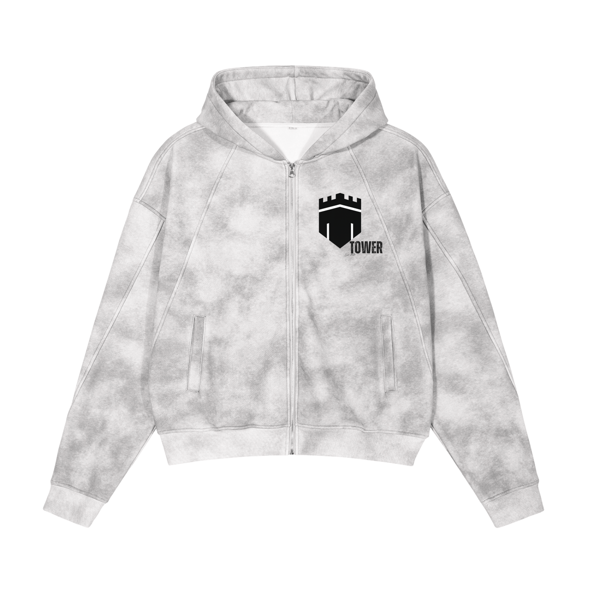 Dirty Washed Boxy Zip-up Tower Hoodie