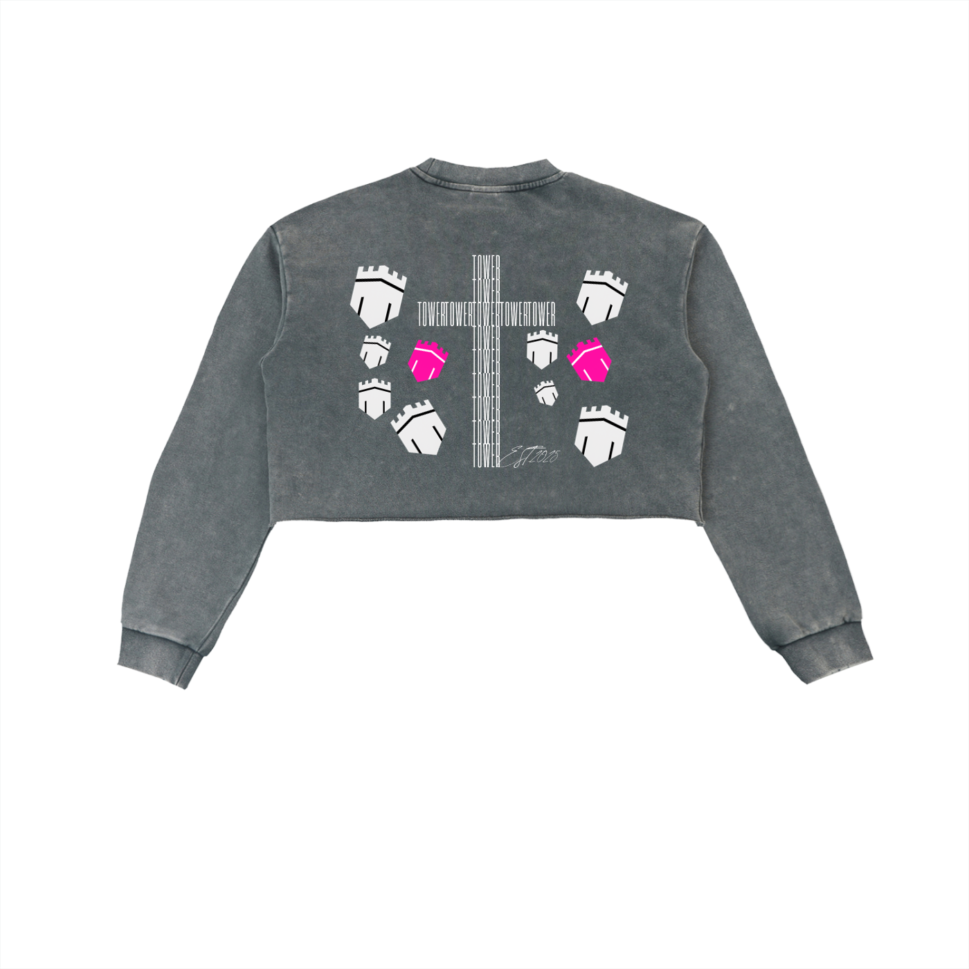 Snow Washed Raw Edge Cropped Sweatshirt