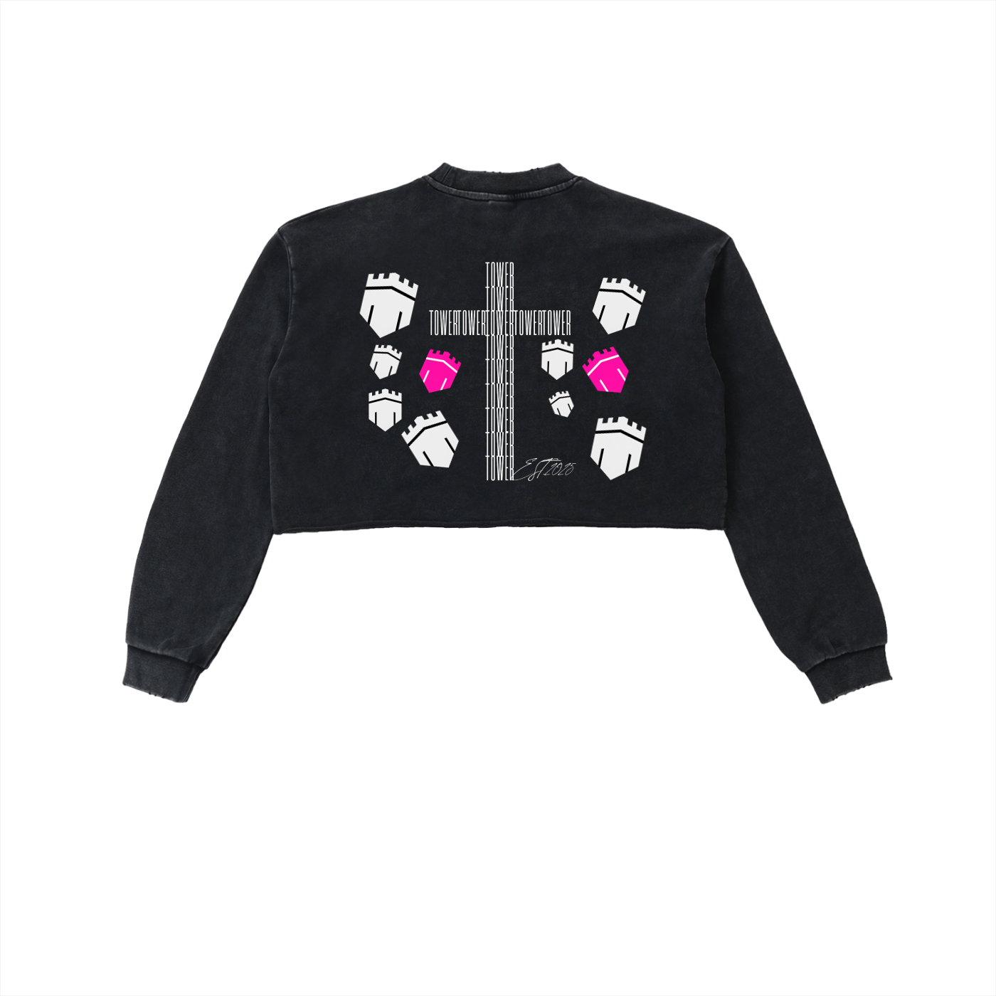Snow Washed Raw Edge Cropped Sweatshirt