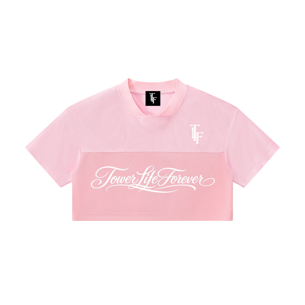 TowerLifeForever Cropped Paneled V-Neck Jersey