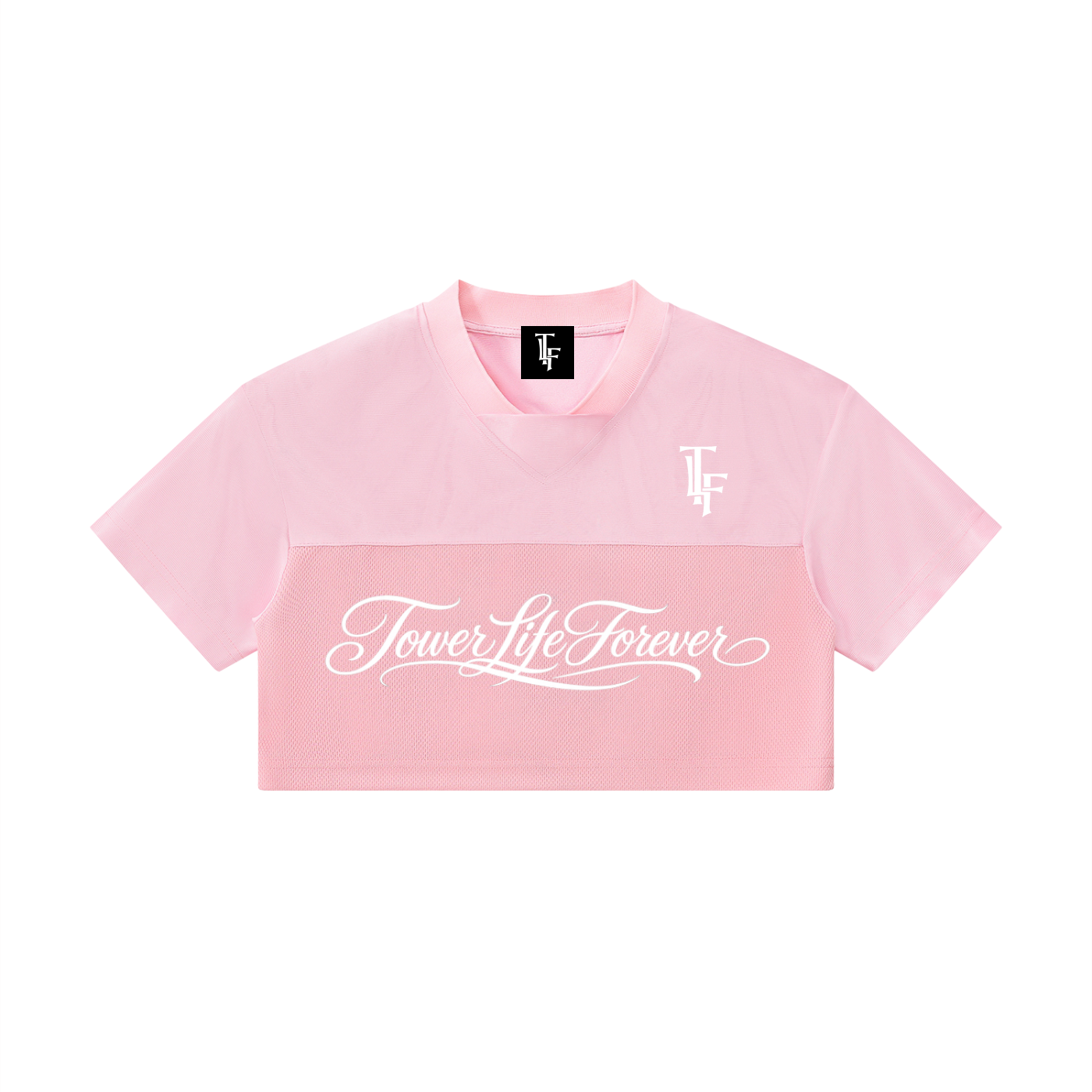 TowerLifeForever Cropped Paneled V-Neck Jersey